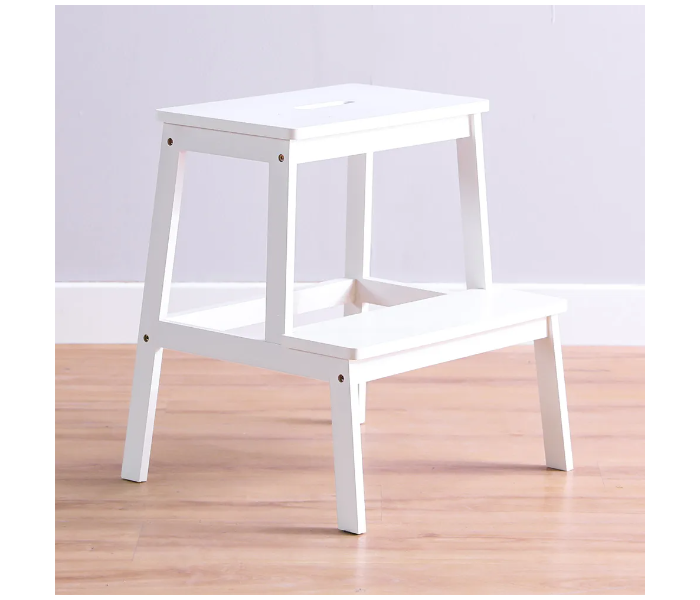 Danube Home Albany 2 Step Bamboo Wood Stool - White - Zoom Image 2