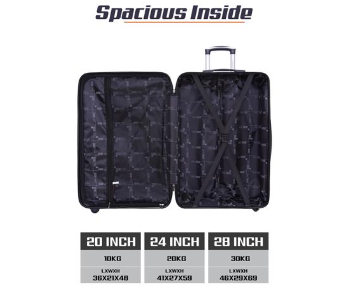 Para John PJTR3143 Set of 3 Travel Luggage Suitcase Trolley Bag - Black - Zoom Image 4