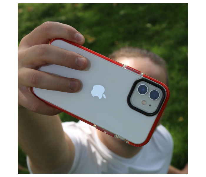 Protective Transparent Mobile Case with Red Bumpers For iPhone 13 Mini - Zoom Image 3