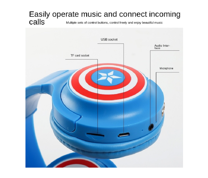 Avengers Captain America Wireless Bluetooth Headset - Blue - Zoom Image 4