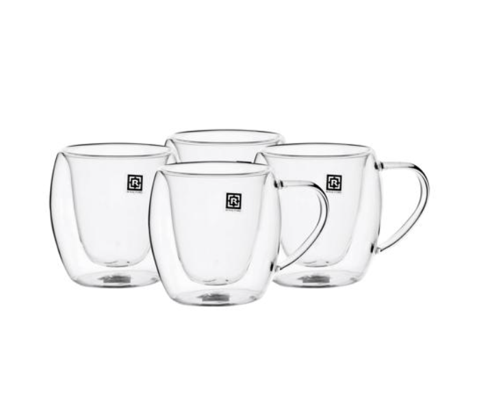 Royalford RF10570 80ml Borosilicate Glass 4 Piece Double Wall Mug Set - Zoom Image 1