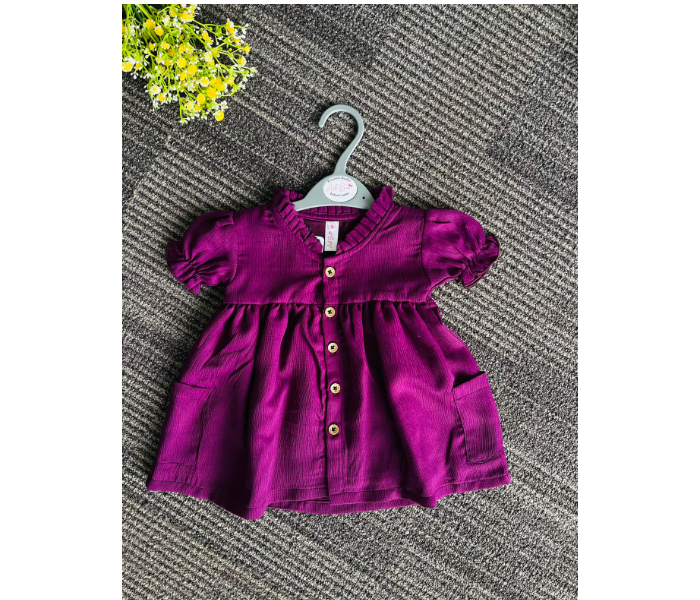 Ash Bae FR026SM Bella Wine Berry Medium Frock for Babies - Purple - Zoom Image