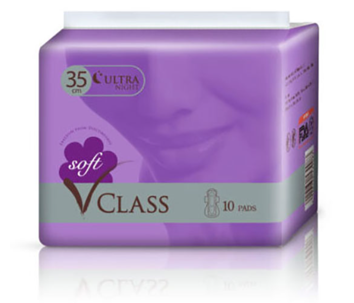 Softlove Pack of 10s 35cm Vclass Soft Ultra Night Wings Sanitary Napkins for Women - Zoom Image