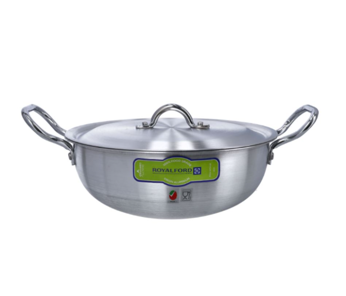 Royalford RF10099 28 cm Aluminium Wokpan with Lid  - Silver - Zoom Image