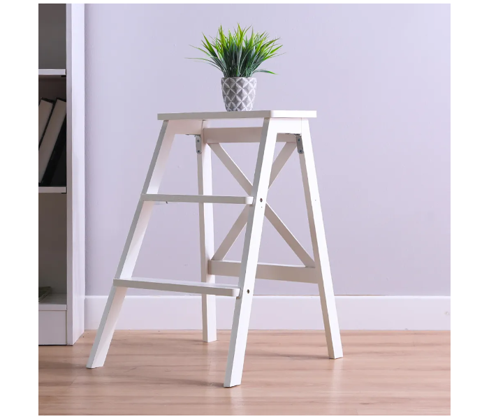 Danube Home Albany 3 Step Bamboo Wood Stool - White - Zoom Image 1