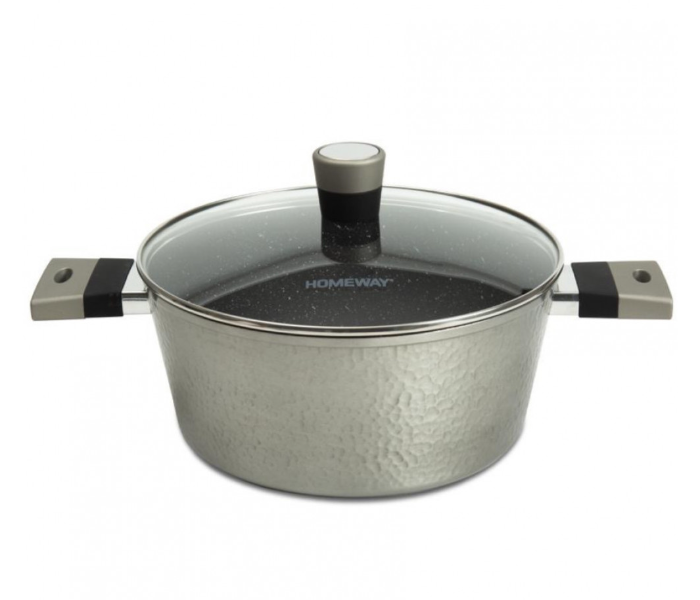 Homeway HW3527 28cm Marble Saucepan with Non-stick Lid - Grey - Zoom Image 1