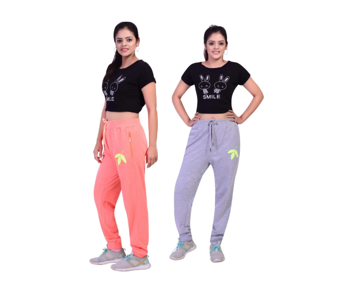 Casper CAWP2 Pack Of 2 Small Track Pant for Women - Grey and Pink - Zoom Image 1