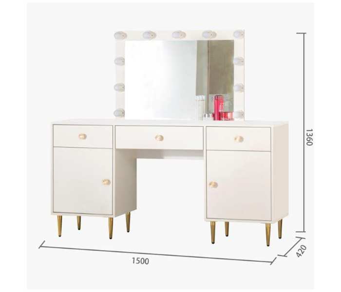 Danube Home Flareon Dresser and Mirror with Lighting - Pearl White - Zoom Image 2