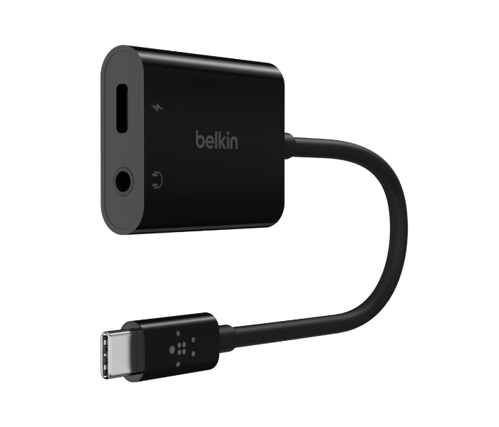 Belkin NPA004btBK RockStar 3.5mm Audio And USB-C Charge Adapter - Black - Zoom Image 1