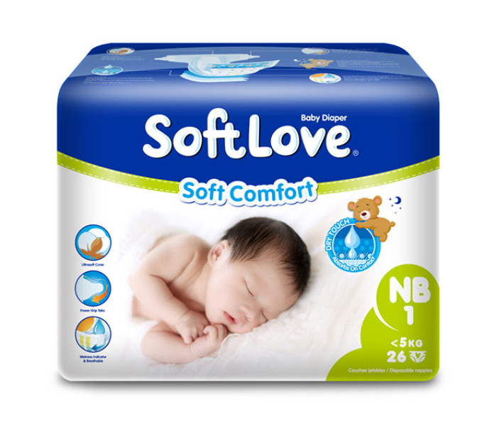 Softlove Pack of 26s Soft Comfort New Born Baby Diaper - Zoom Image 1