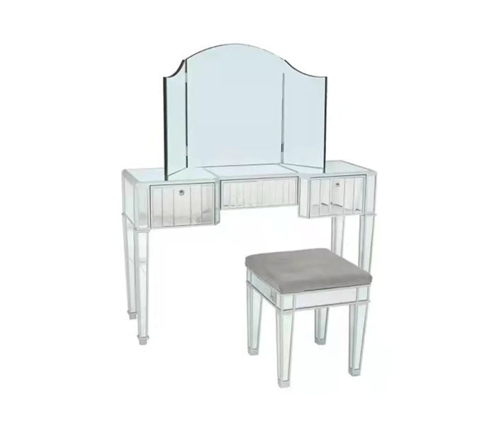 Danube Home Nariel Dresser with Mirror and Stool - Silver - Zoom Image 1