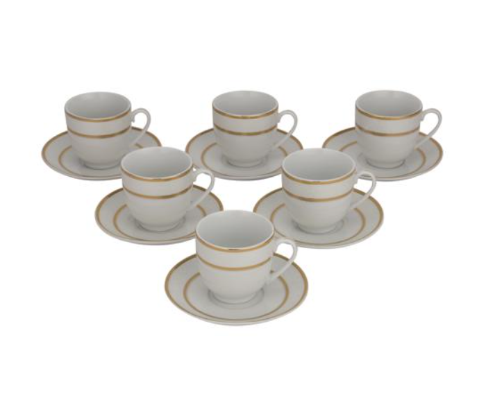 Royalford RF10553 180ml 12 Piece Tea Cup and Saucer Set - White - Zoom Image 1