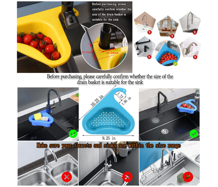 Triangle Sink Corner Food Catcher Kitchen Sink Strainer Basket Multifunctional Swan Drain Basket for Kitchen Sink ONE PC - Zoom Image 2