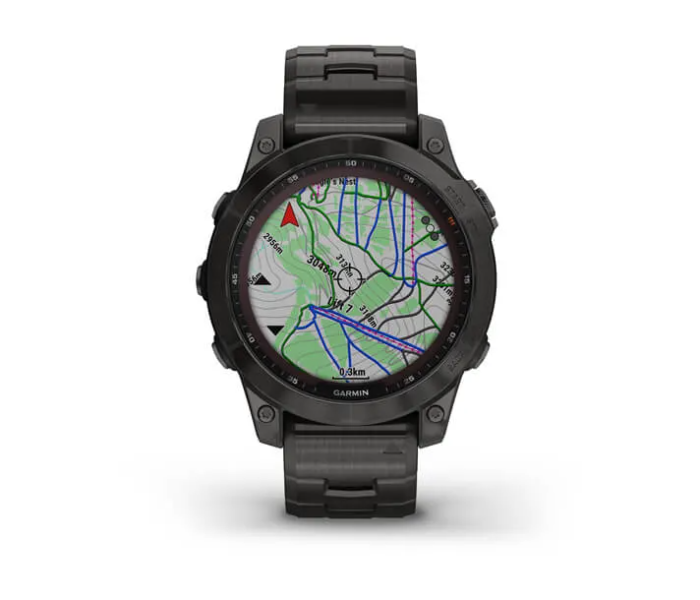 Garmin 010-02540-39 Fenix 7 Sapphire Solar Edition Carbon Grey DLC Titanium with Carbon Grey DLC Vented Titanium Band - Zoom Image 3