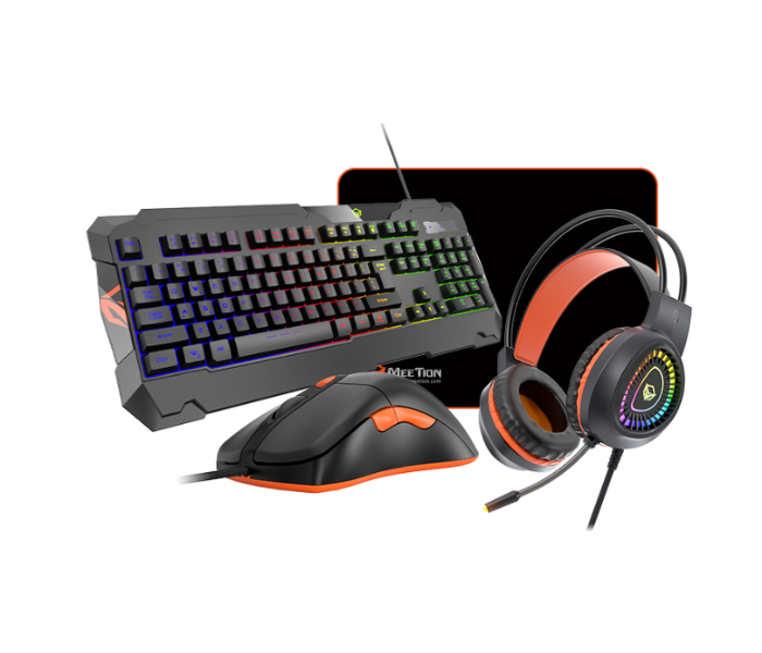 Meetion C505 Gaming Keyboard Mouse and Headset Combo with Mouse Pad - Black - Zoom Image 1