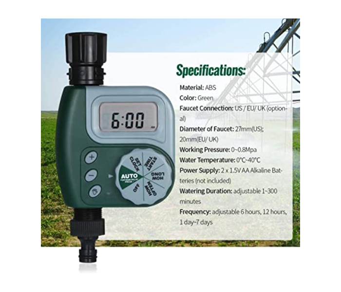  Galaxy Ocean Automatic Water Timer Outdoor Garden Irrigation Controller - Green - Zoom Image 5