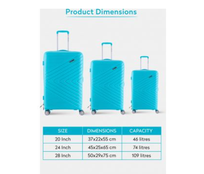 Para John PJTR3149 Bricks 3 Pieces Trolley Luggage Set - Blue - Zoom Image 5