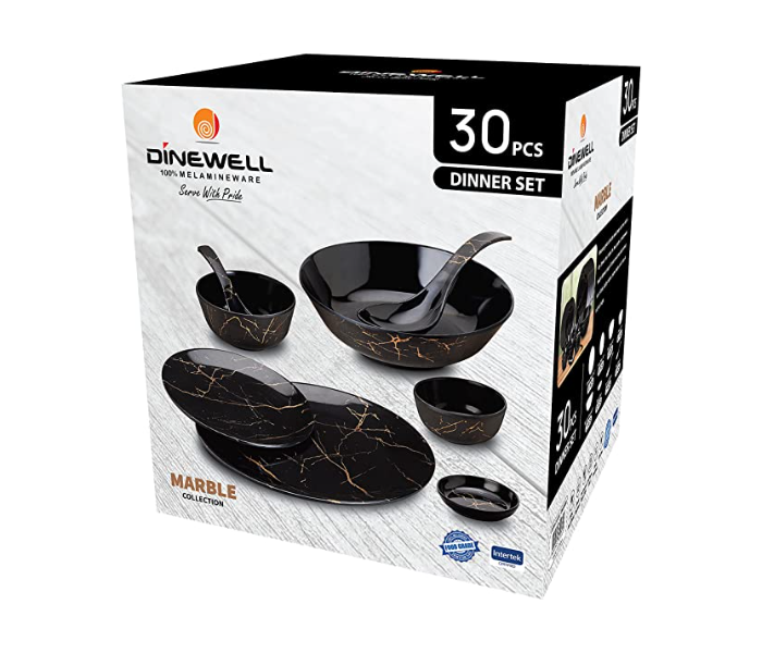 Dinewell Dw8900 30 Pieces Melamine Ultra Dinner Set - Black - Zoom Image 2