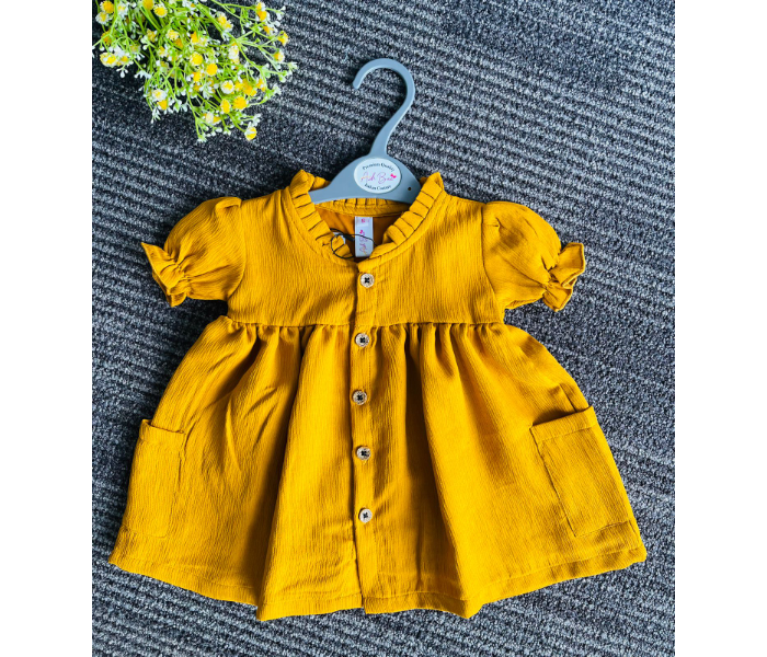 Ash Bae FR023SXL Bella Yellow Orange XL Frock for Baby Girls - Yellow - Zoom Image