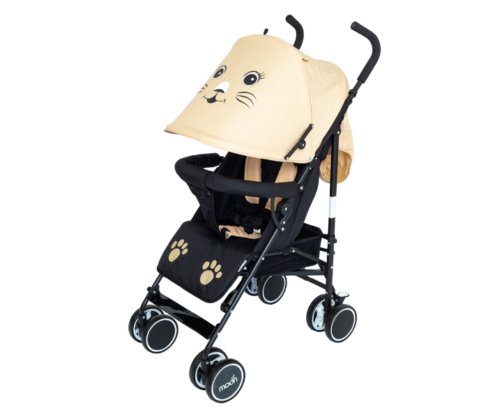 Moon MNBGSBE07 Safari Stroller Cat Character for Babies - Black and Beige - Zoom Image 1