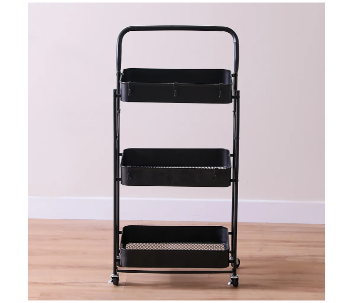 Danube Home Erick 3 Tier Foldable Storage Cart-ON - Black - Zoom Image 3