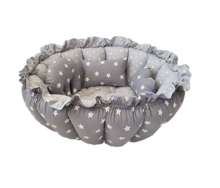 Baby Nest Round Playing Mat Star Pattern - Grey - Zoom Image 1