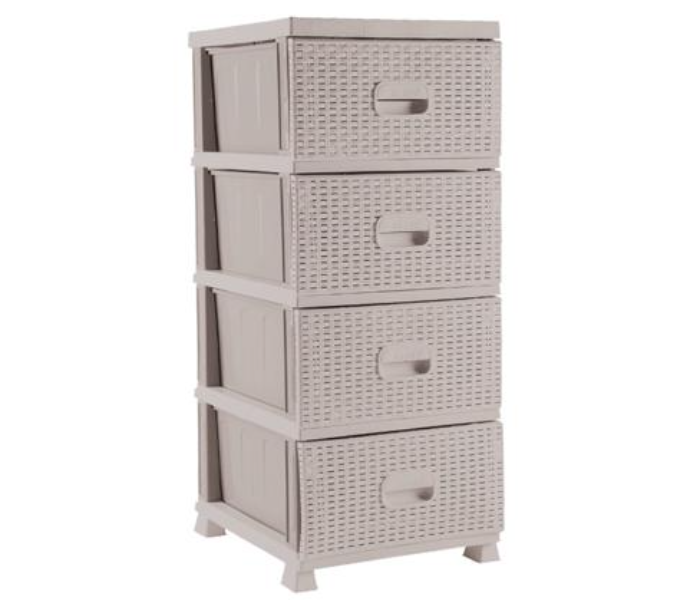 Royalford RF10808 4-Tier Rattan Storage Cabinet - Beige - Zoom Image