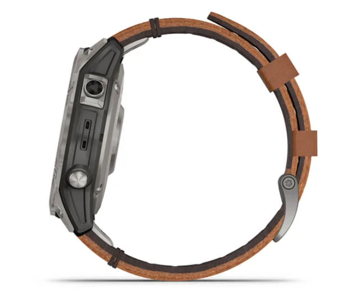 Garmin 010-02540-31 Fenix 7 Sapphire Solar Edition Titanium with Chestnut Leather Band - Zoom Image 5