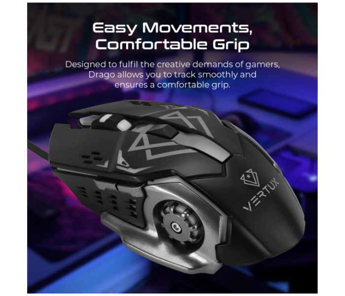 Vertux DXB000088 Drago Gaming Mouse - Black - Zoom Image 2