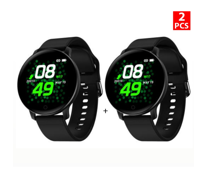 Pack of 2 D15 Smart Watch with Heart Rate Monitor Wristband - Black - Zoom Image