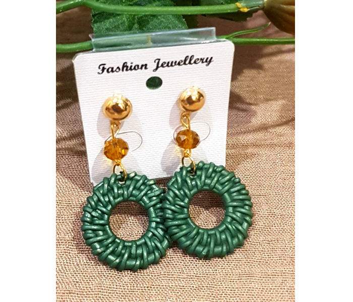 Strabella TSB18b Western Earrings for Women - Green - Zoom Image