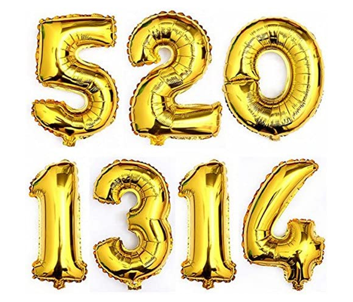 Number-5 16 Inch Number Aluminum Balloon - Golden - Zoom Image 2