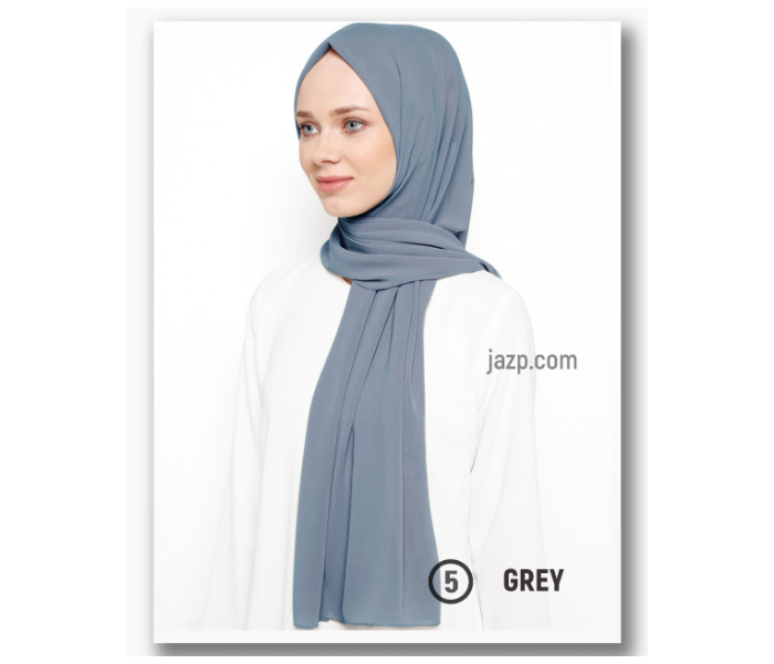 Instant Chiffon Premium Quality Hijab Head Wrap Scarf - Grey - Zoom Image