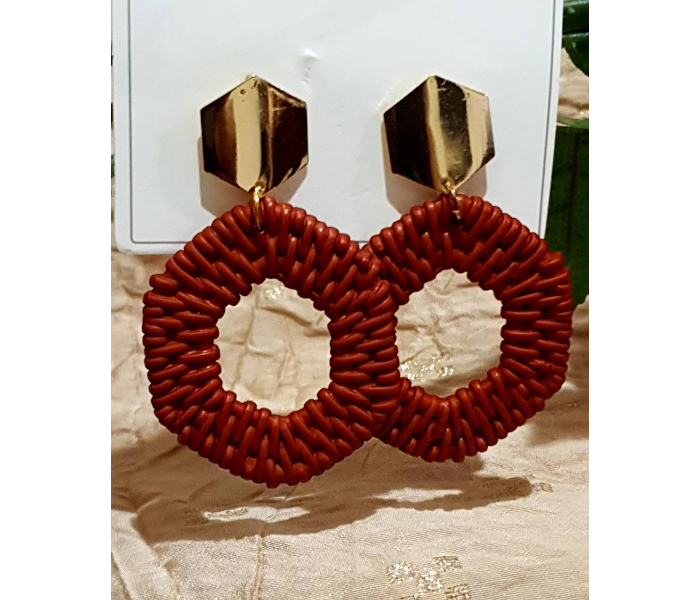 Strabella TSB14b Weightless Hanging Earrings For Women - Brick Red - Zoom Image