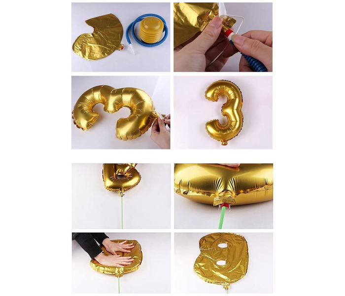 Number-4 16 Inch Number Aluminum Balloon - Golden - Zoom Image 4