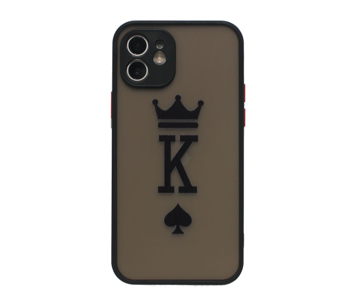 Matt Translucent Black Case Art Print King Mobile Cases For iPhone 12 - Black and Grey - Zoom Image 1