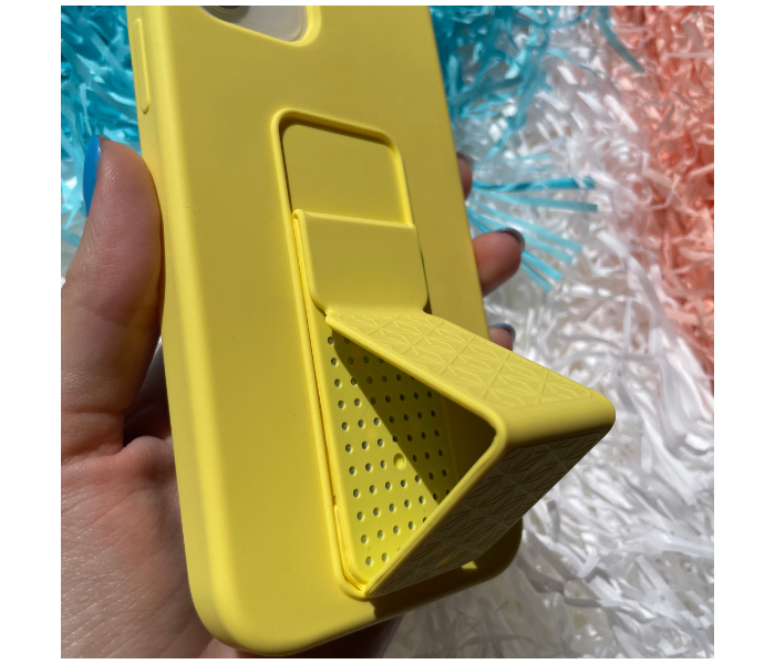 Liquid Silicone Yellow Case Magnet Grip Stand Mobile Case For iPhone 13 - Yellow - Zoom Image 8