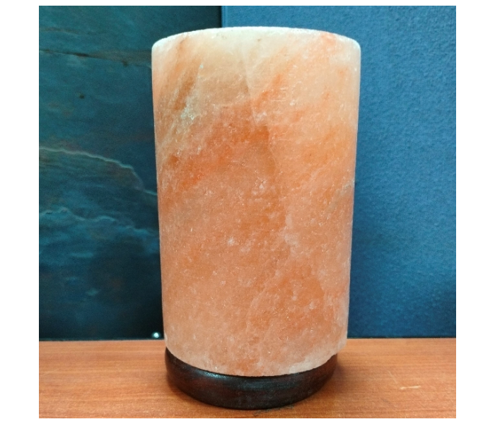 Techno Salt Lamp In Cylinder Shape With Wood Base - Zoom Image 2