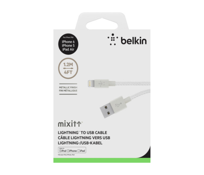 Belkin CAA001bt1MBK Metallic Lightning to USB Cable - White - Zoom Image 2