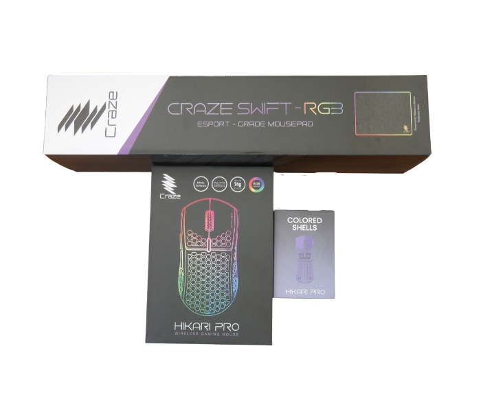 Craze C-HP-WS-MR Hikari Pro and White Shell with RGB Built in Mousepad - White - Zoom Image 1