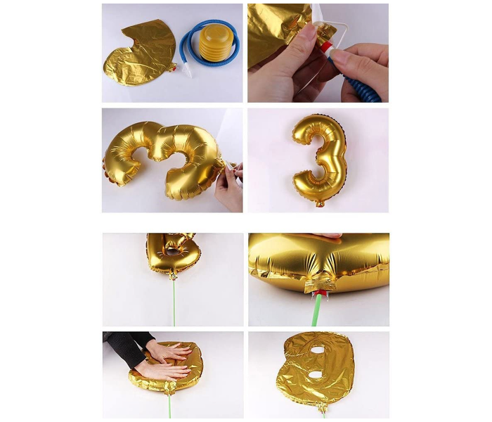 Number-6 16 Inch Number Aluminum Balloon - Golden - Zoom Image 4