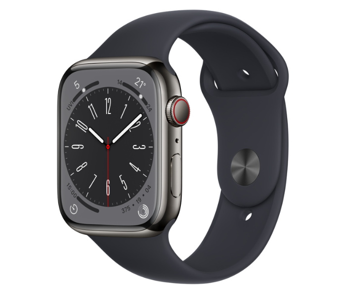 Apple Watch Series 8 GPS AND Cellular Graphite Stainless Steel Case with Sport Band 45mm - Zoom Image 1