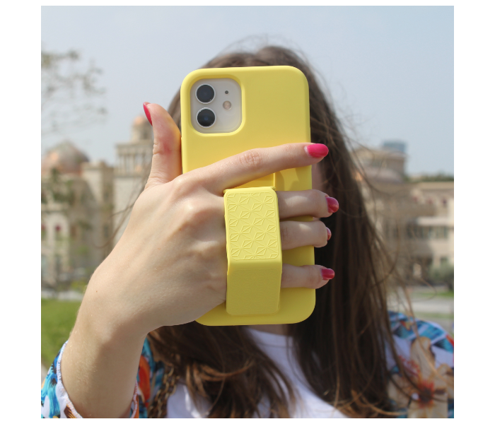 Liquid Silicone Yellow Case Magnet Grip Stand Mobile Case For iPhone 13 Pro Max - Yellow - Zoom Image 4