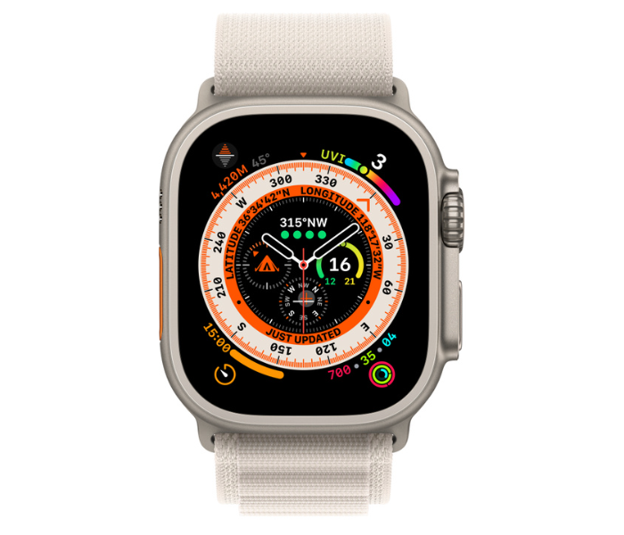 Apple Watch Ultra GPS And Cellular Titanium Case with Starlight Alpine Loop 49mm Band size Large - Zoom Image 2