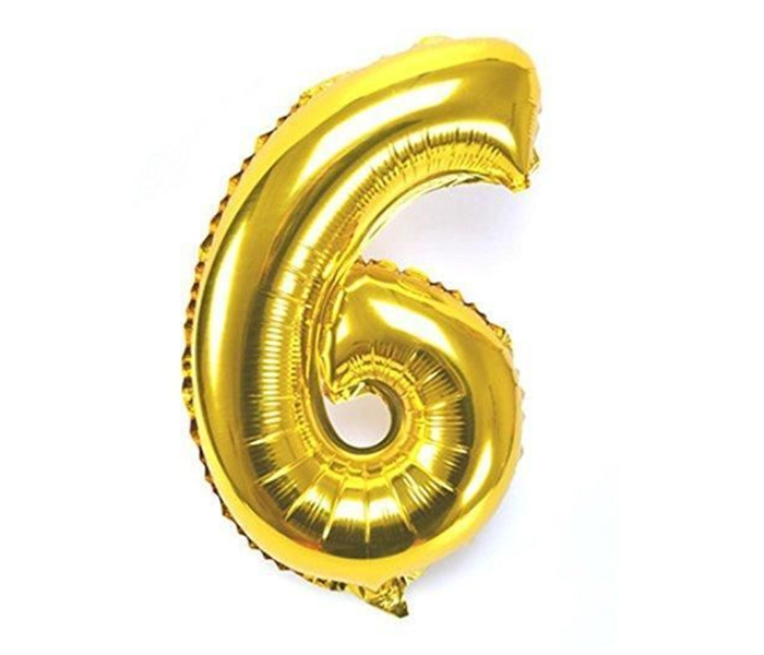 Number-6 16 Inch Number Aluminum Balloon - Golden - Zoom Image 1