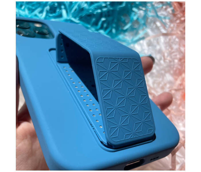 Liquid Silicone Blue Case Magnet Grip Stand Mobile Case For iPhone 11 Pro Max - Blue - Zoom Image 6