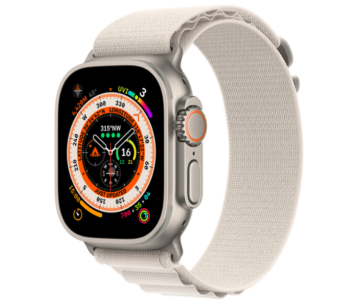 Apple Watch Ultra GPS And Cellular Titanium Case with Starlight Alpine Loop 49mm Band size Medium - Zoom Image 1