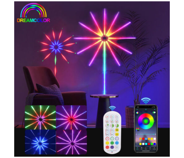 Galaxy Ocean LED Firework Strip Lights Dream Color RGB Smart Music Sync APP and Remote Control - Zoom Image 1