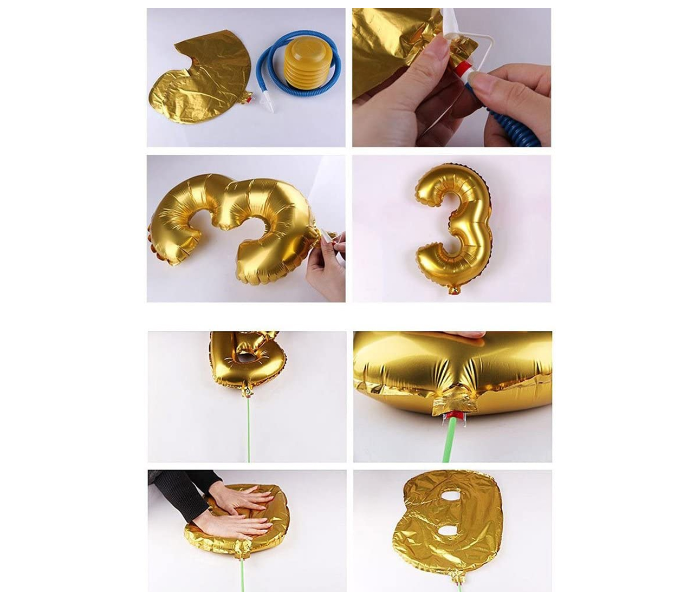 Number-8 16 Inch Number Aluminum Balloon - Golden - Zoom Image 4