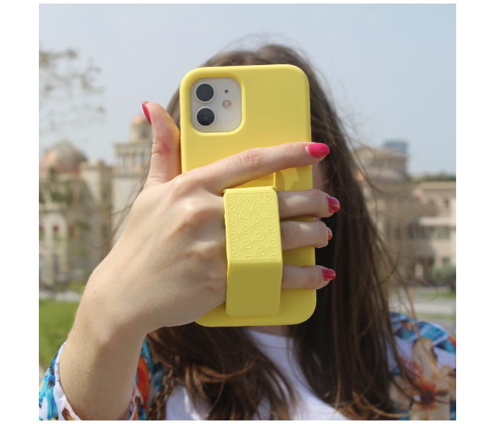 Liquid Silicone Yellow Case Magnet Grip Stand Mobile Case For iPhone 13 - Yellow - Zoom Image 4